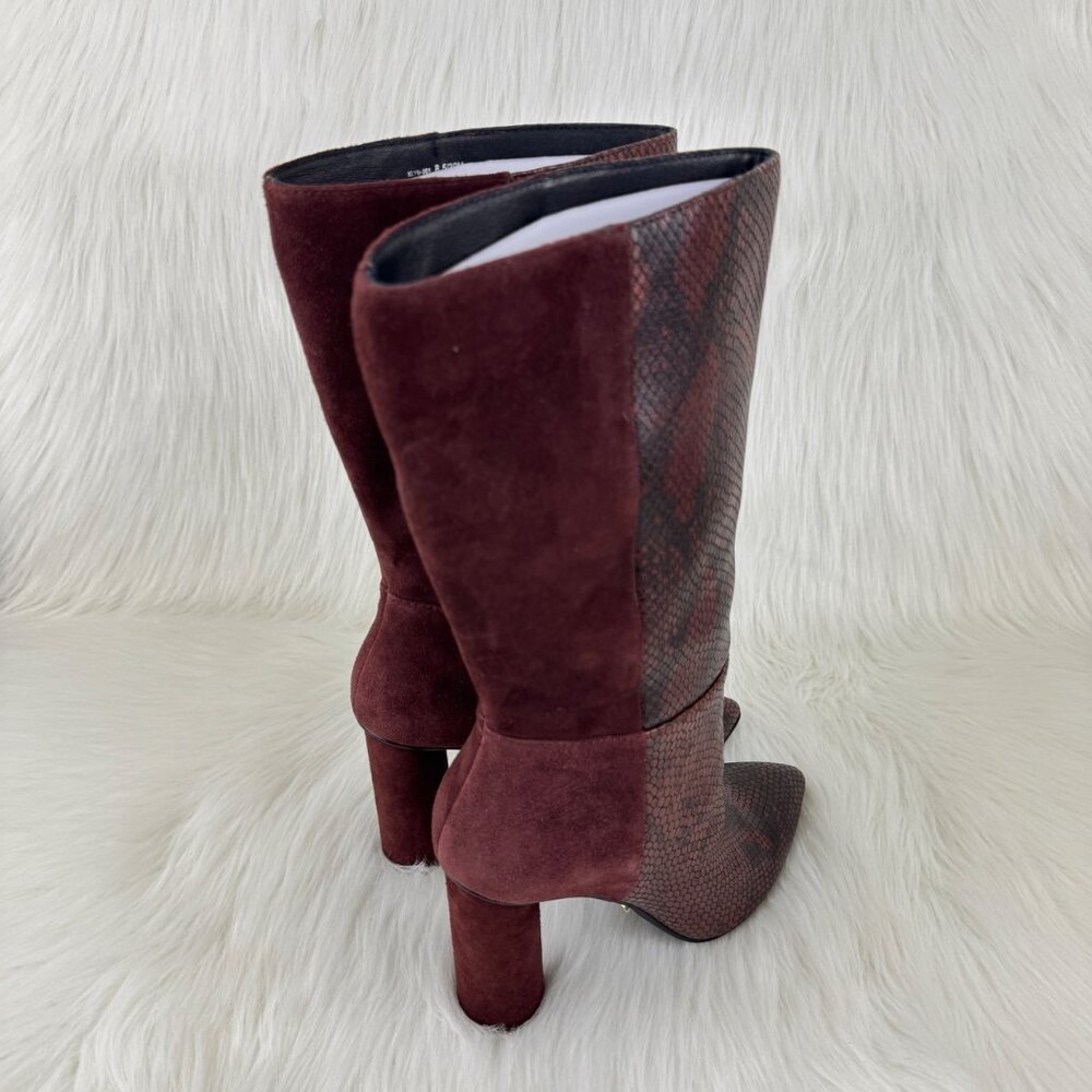New Women's 42 Gold Kolby Mid Calf Boots Booties Size 8.5 Brunette Snake Suede - Picture 7 of 14
